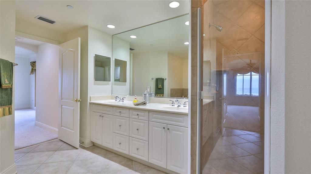 Primary bath with separate walk in shower