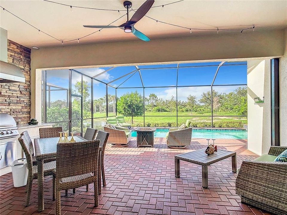 Looking from the living room to the pool and the reserve beyond