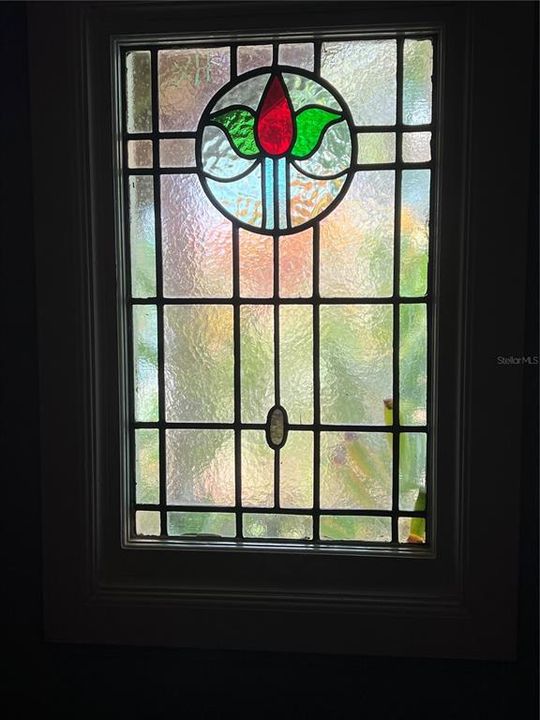 Lower level stain glass window