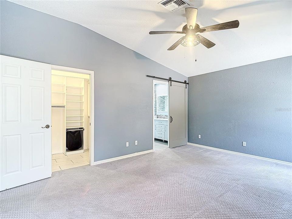 Master bedroom, Master walk in closet and barn door to your master bath.