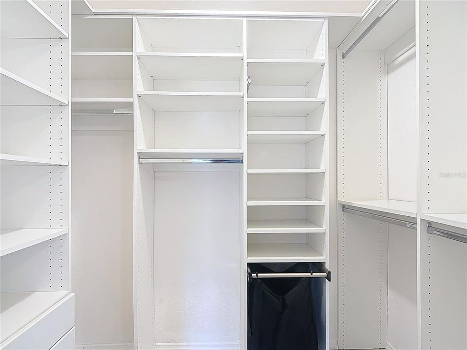 Master closet.  BIG, clean, and organized.