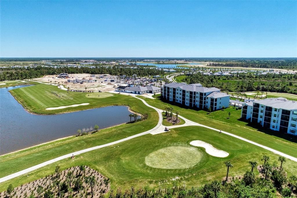 Long Aerial View of Golf Course in back of Condo