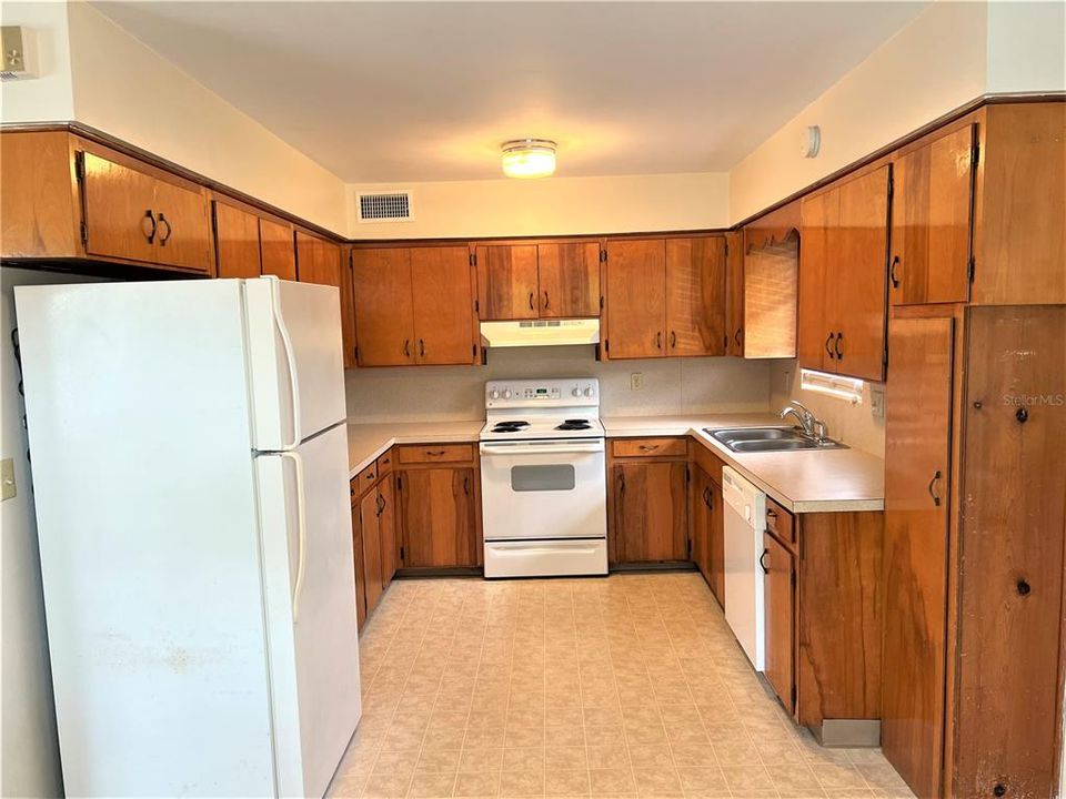 Kitchen , dishwasher, range, microwave, fridge and plenty of cabinets