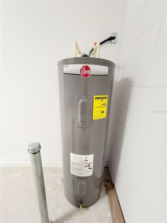 Hot Water Heater in garage.