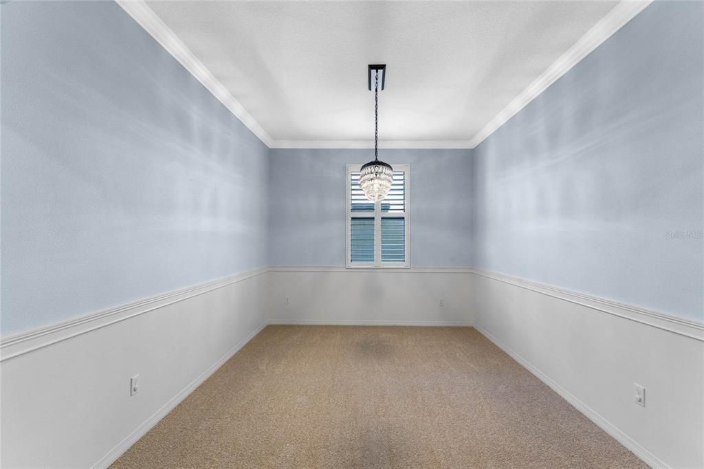 View into the formal dining room.