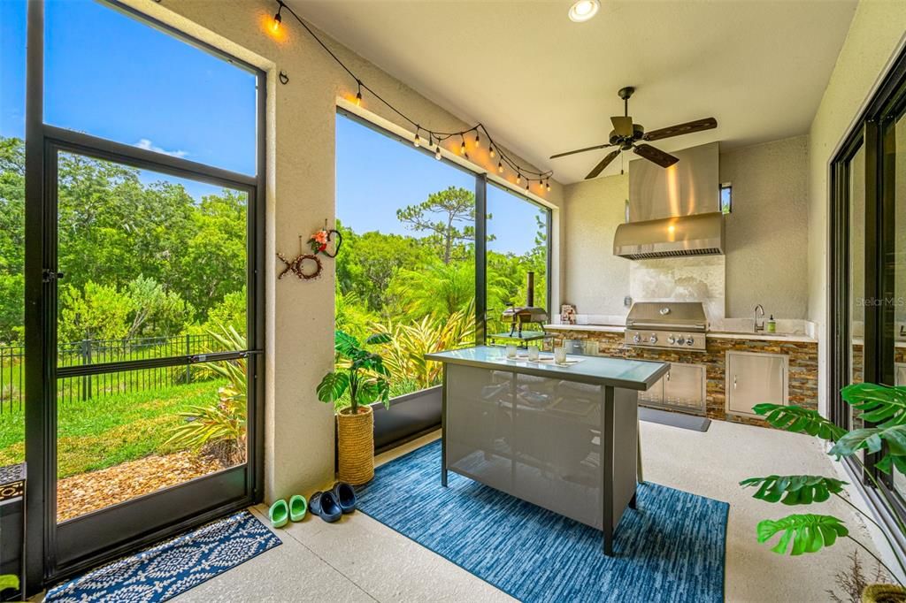 Covered and screened in Lanai with Gas outdoor kitchen