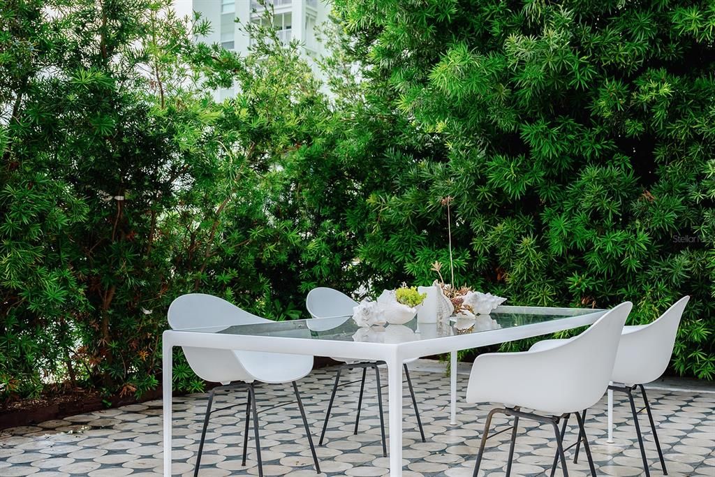 Outdoor dining area.