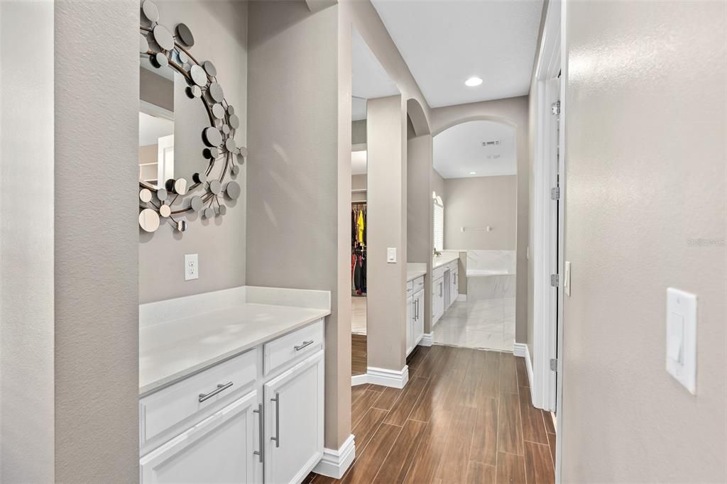 Vanity leading to Master Bath