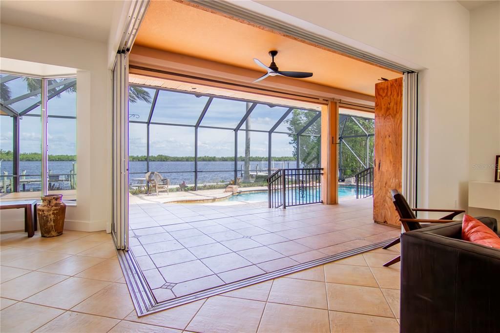 Retractable, sliding glass doors