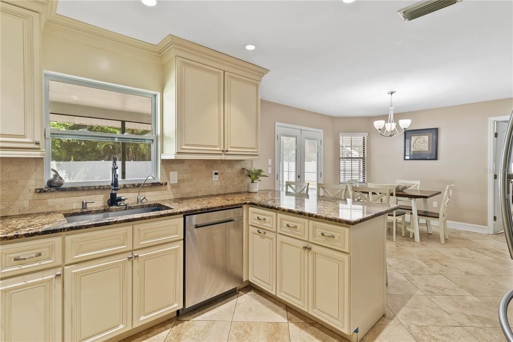 Kitchen with attached island