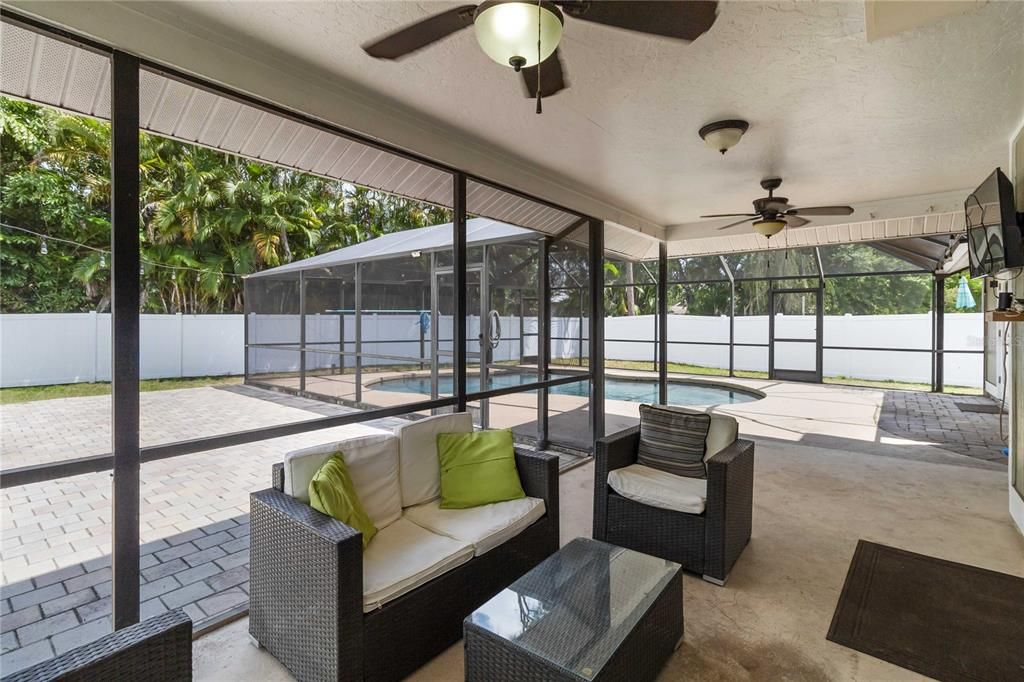 Outdoor Kitchen and seating area