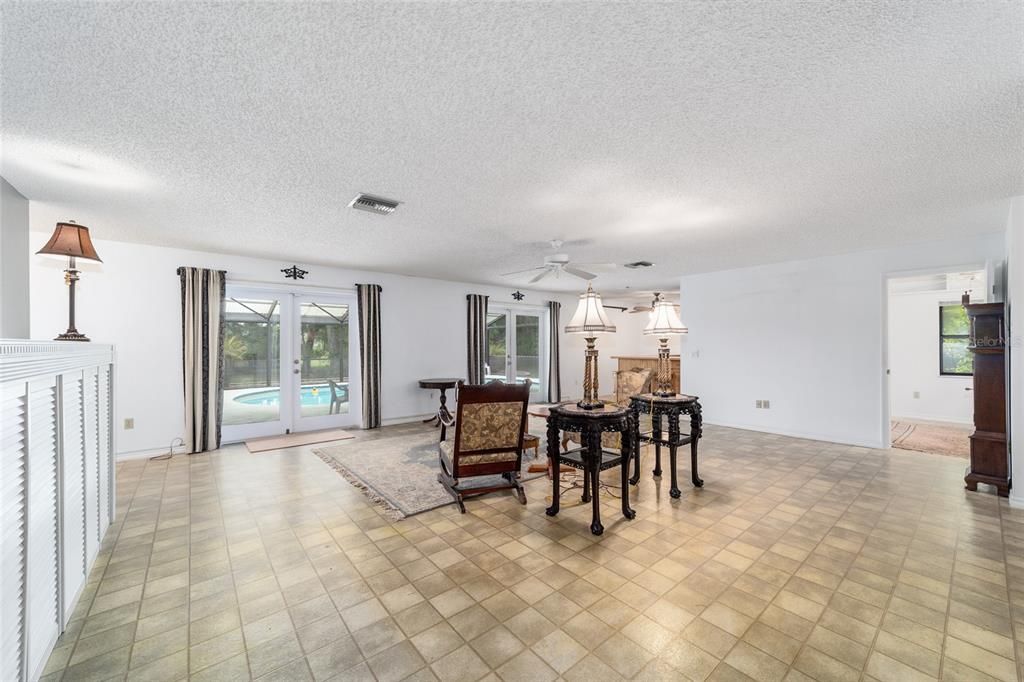 Great Room with built-in cabinets