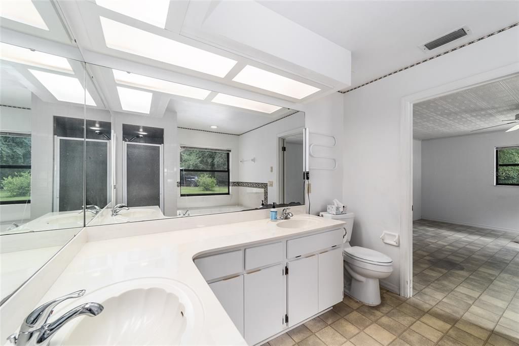 Large master bath with double sinks