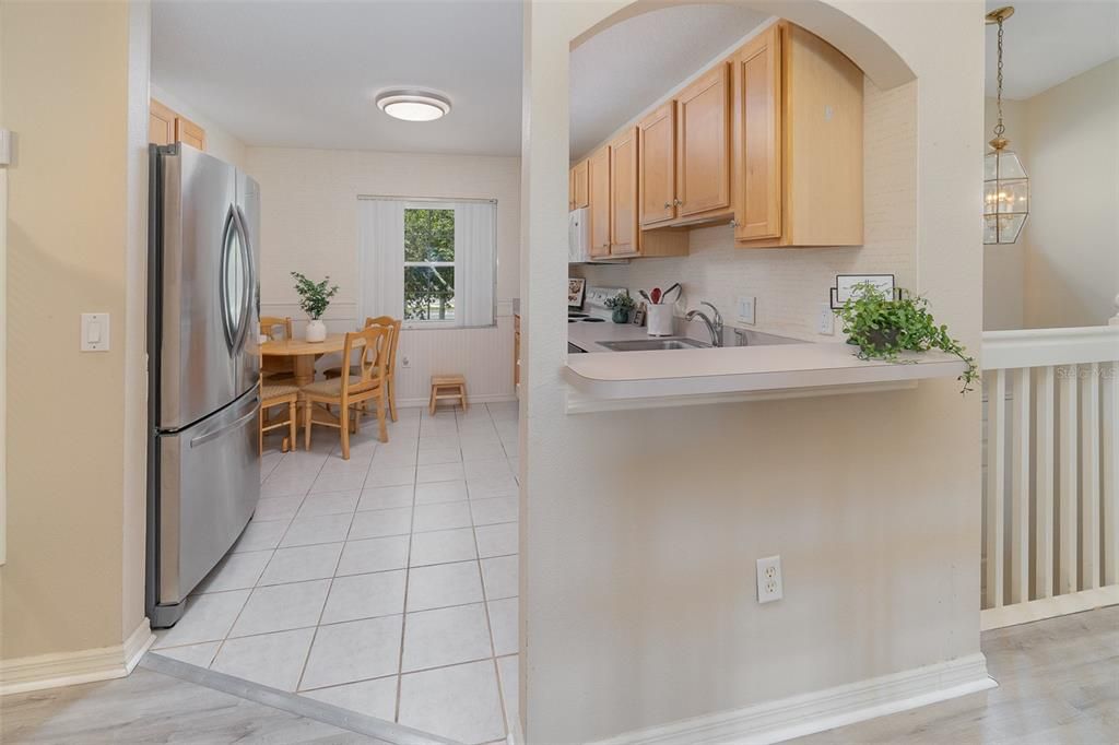 Eating bar from kitchen & breakfast area within