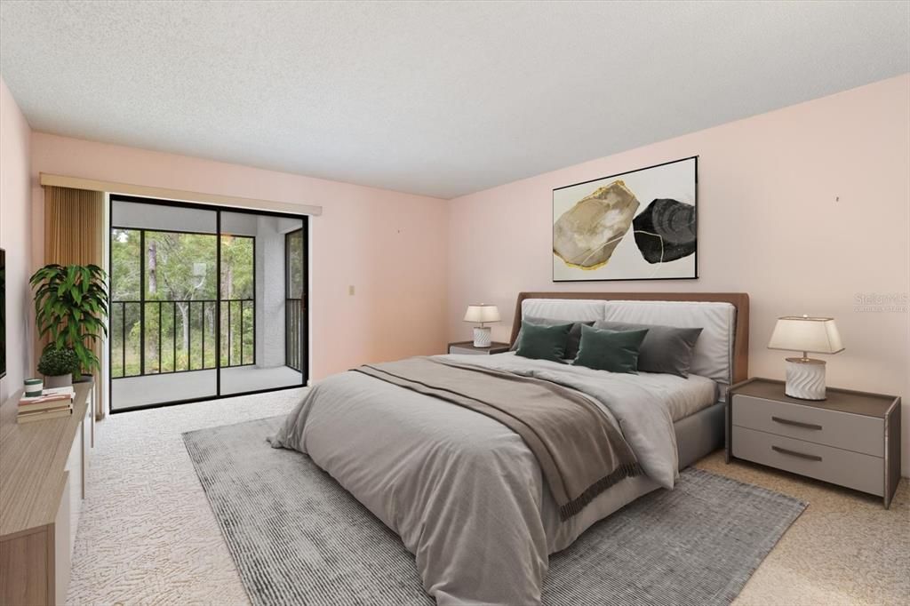 Virtually Staged... Master Bedroom w/ Slider to the Balcony, Walk in Closet & Ensuite