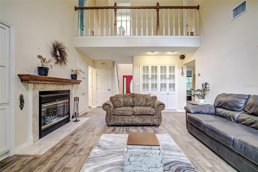 Family Room with Wood Burning Fireplace