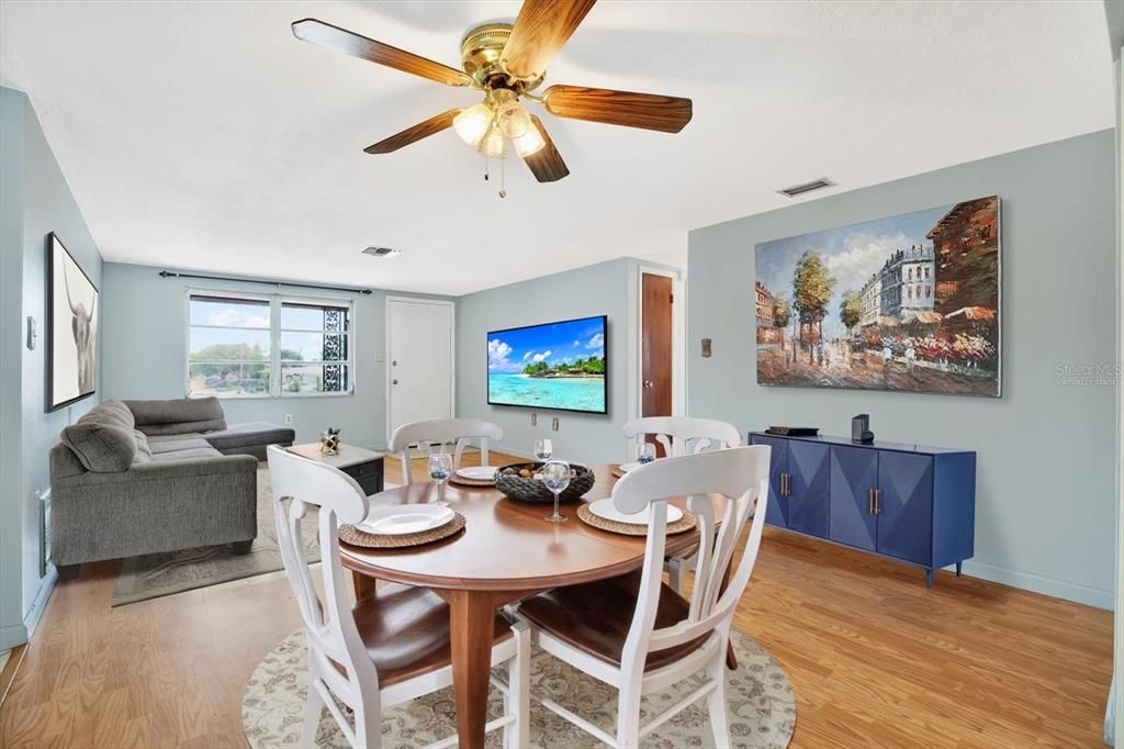 Virtually staged Living & Dinning room