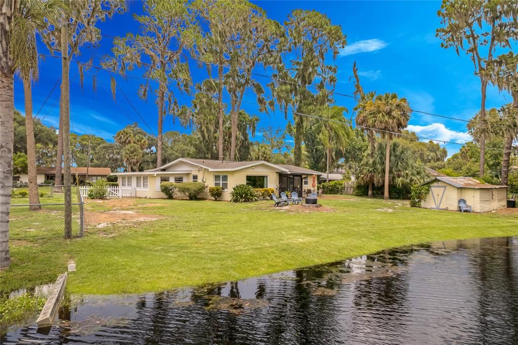 View of lake in backyard