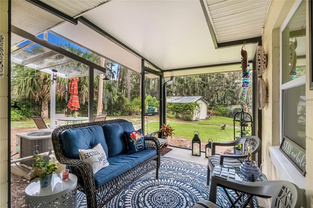 Covered screened back porch