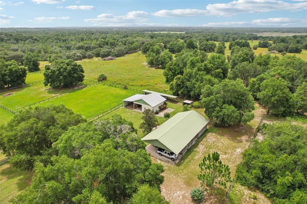 Aerial of barn & workshop