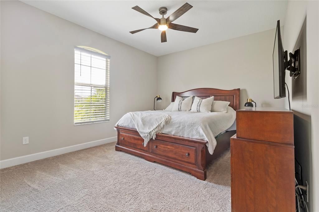 Spacious Secondary Front Bedroom is large due to owners modification of floor plan during construction.