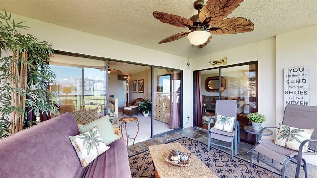 ENCLOSED LANAI OPEN UP TO OWNER SUITE CREATING A GREAT FEEL AND COMFORT.