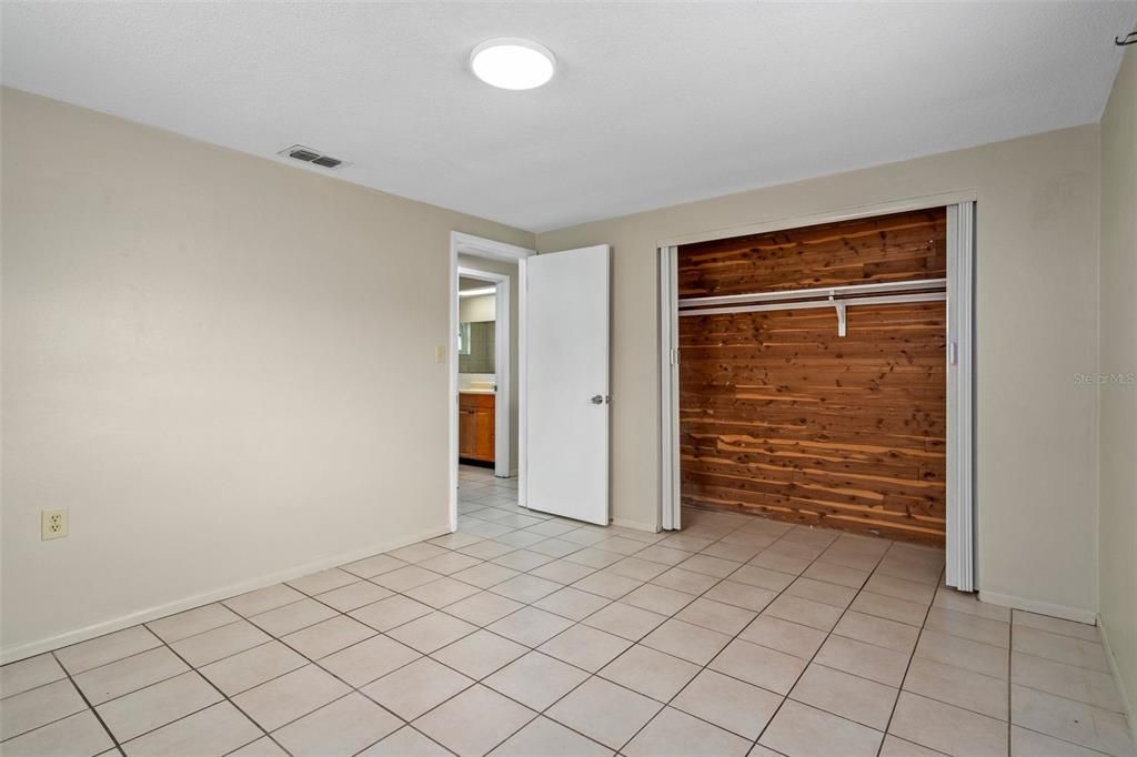 Master bedroom with cedar lined closet