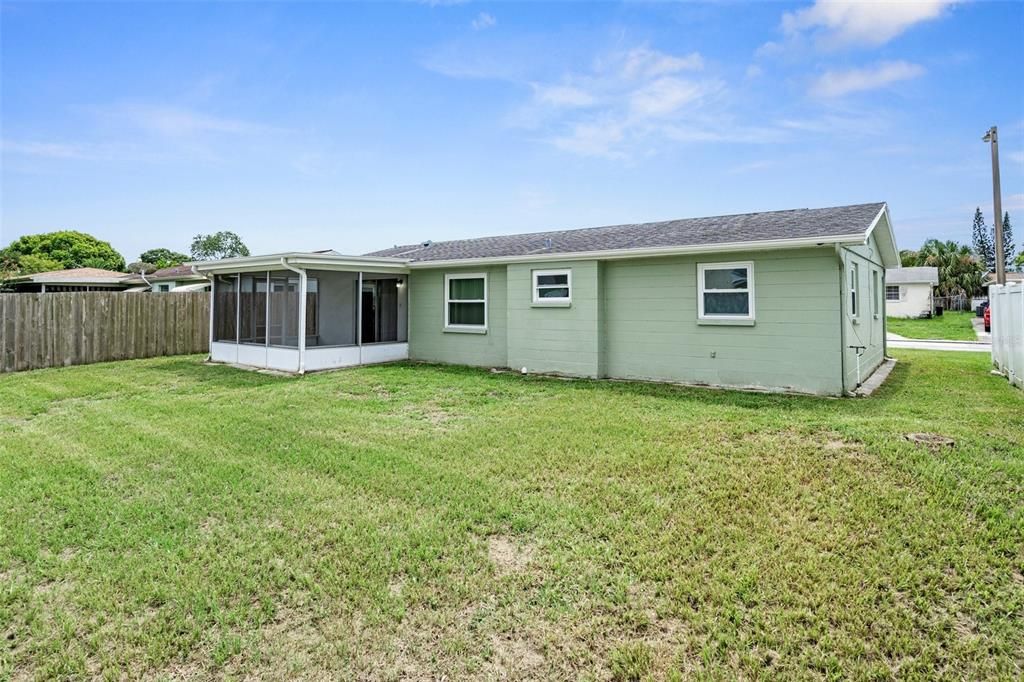 Large yard and rear elevation