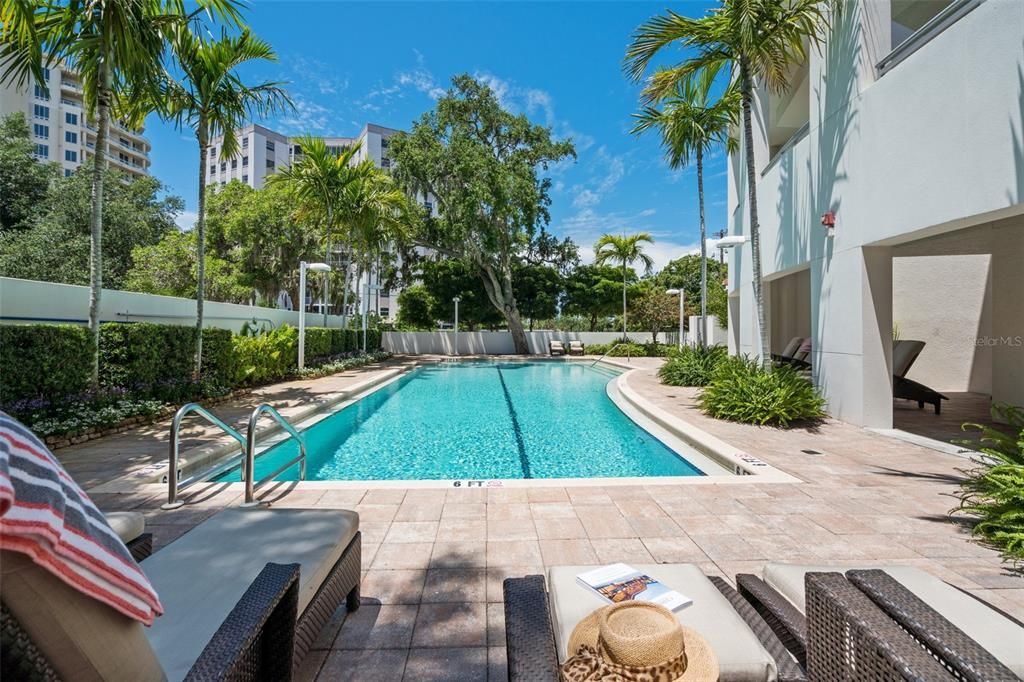 The tropical poolside oasis with 60' pool/spa.