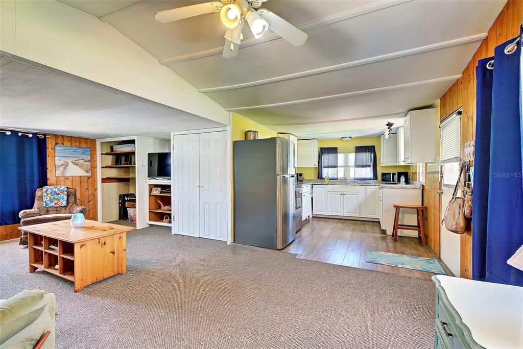 The kitchen has ample counter and cabinet space.