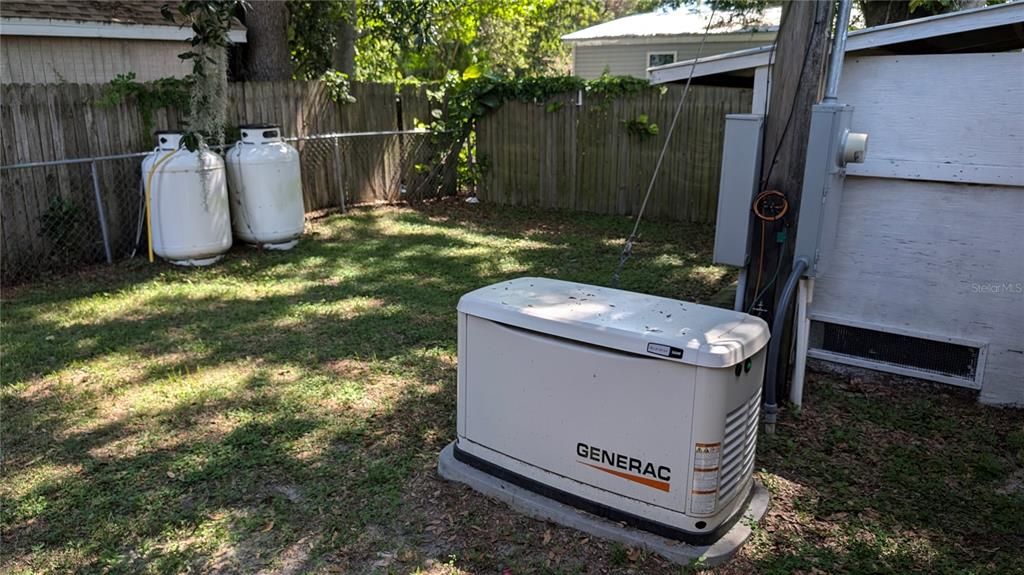 GENERAC Whole-House Generator! For Peace of Mind from potential Power Outages, the Entire Home can Easily be run 60 Hz GENERAC Whole-House GENERATOR fueled by Two Large Propane Tanks that are Owned, not Rented!