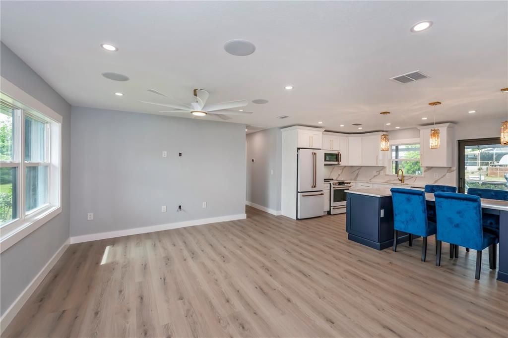 spacious living room, with nice views out front