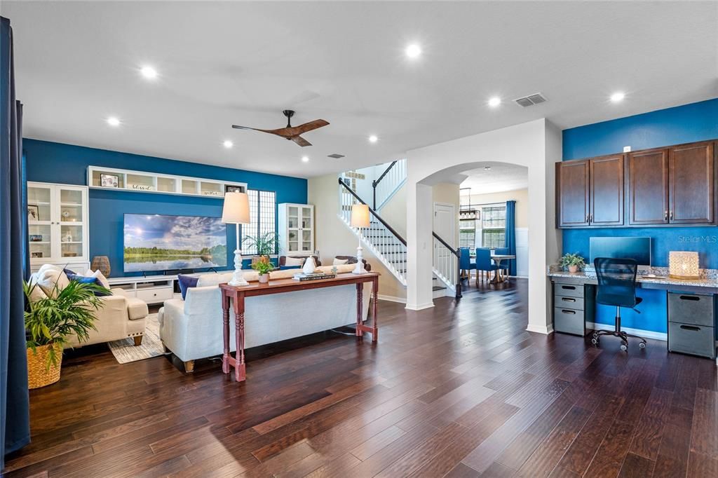 Amazing Open Floor Plan with Upgraded Built-In Desk with cabinets