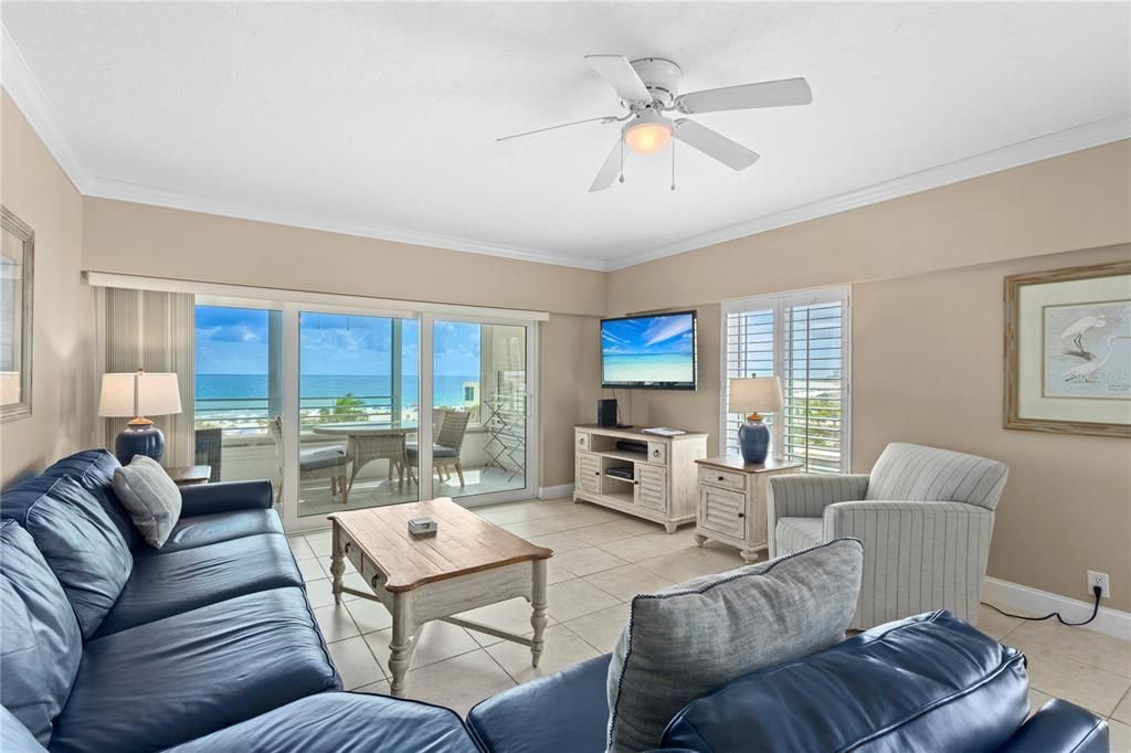 Living area with stunning gulf views