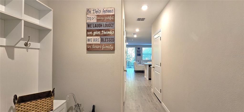 Ample foyer offering privacy at the main entry