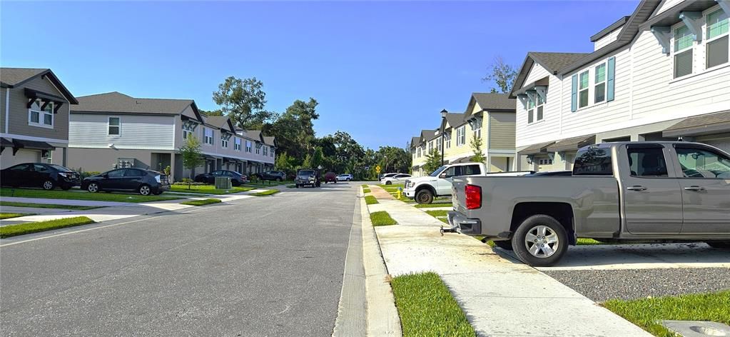 Non-gated community includes street light posts and sidewalks