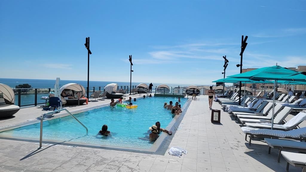 11th floor heated pool with huge hot tub