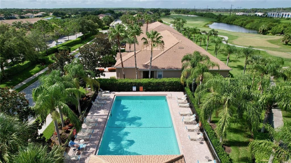 Two community pools one is Olympic size with an additional children's pool area and playground.  Other amenities include; fitness center, Clubhouse, Dog Park, Fitness Center, Playground,  Restaurant, Tennis Courts, corn hole, volleyball,shuffleboard and more.