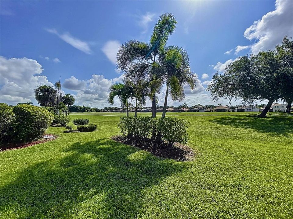 The large back porch and screened. It has a beautiful golf course view.