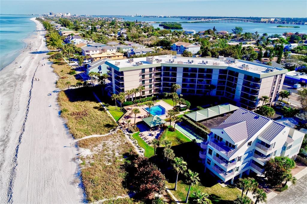 DRIFTWOOD SANDS Gulf Front CONDO (45 units) with the Belleair Bridge Causeway / West Bay Dr / 686 to the North over the Intracoastal Waterway from our barrier island to the mainland