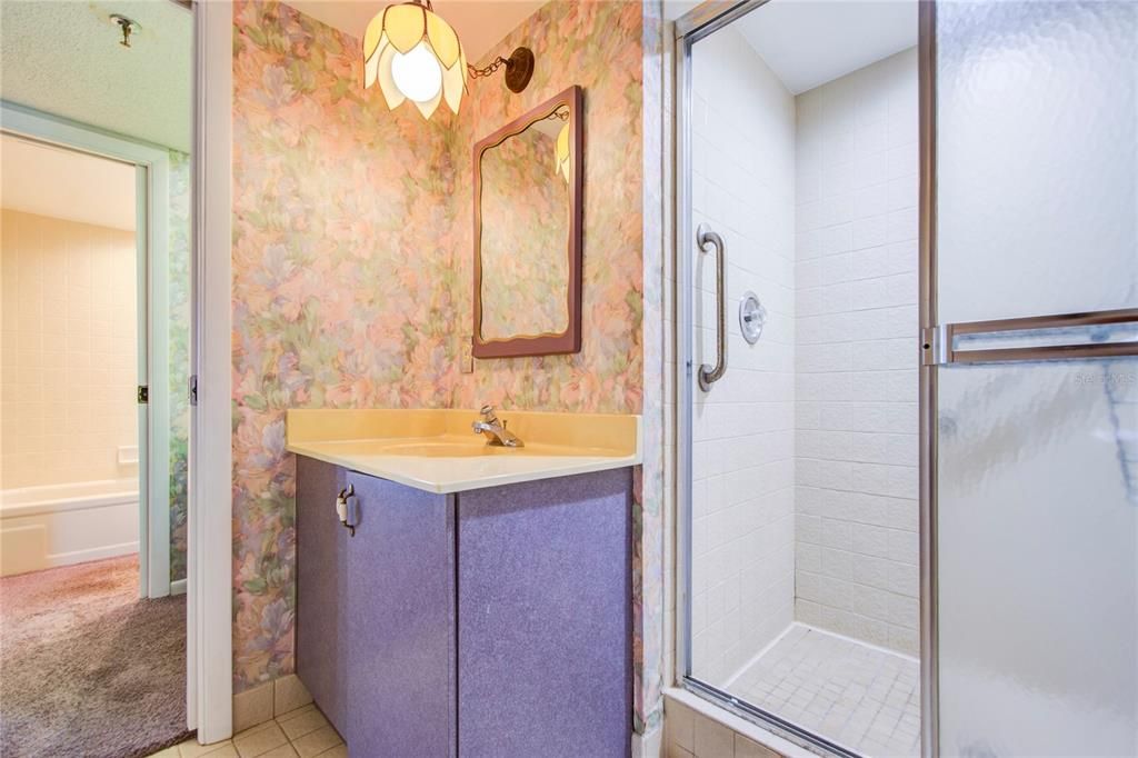 Walk in shower w 2nd vanity in Owners en- suite 3-room bathroom