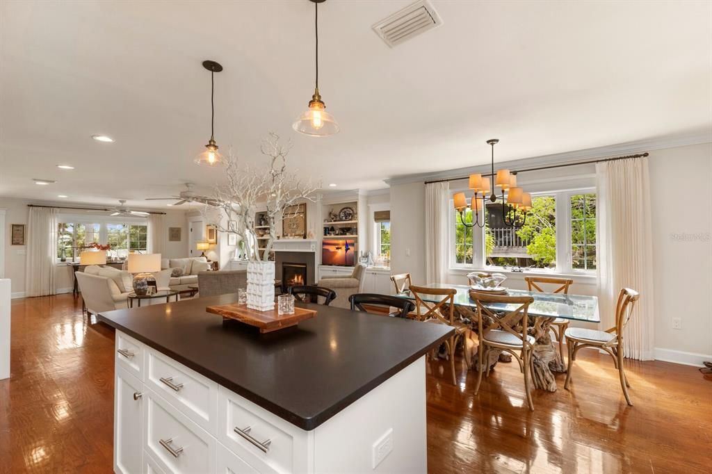 Kitchen is open to both the dining room and the living room