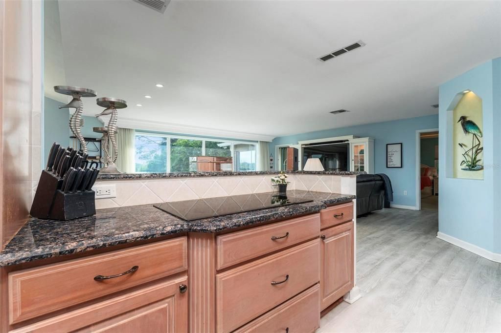 Kitchen with built in cooktop.