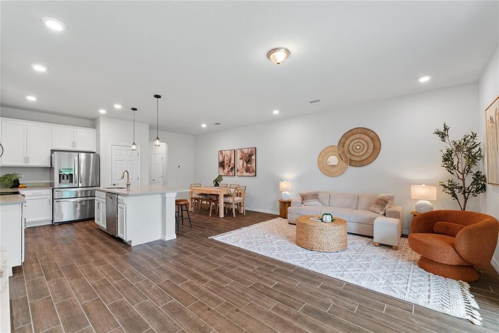 living room kitchen open floorplan