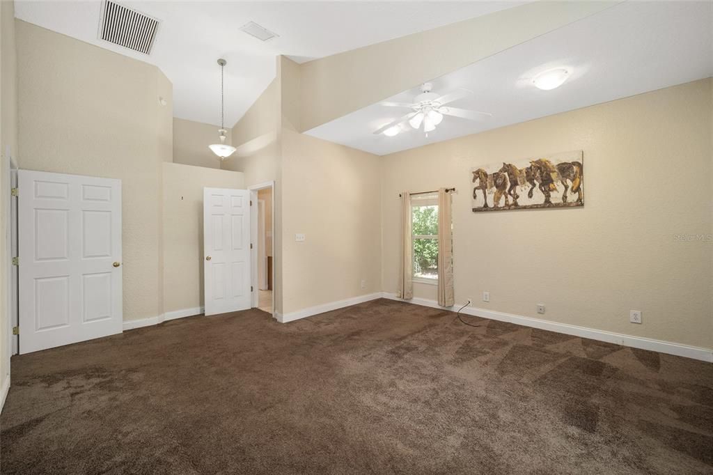 Large Walk thru closet, vaulted ceiling