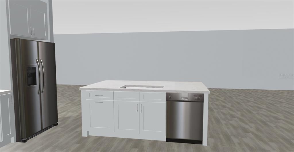 3D image of virtually staged Kitchen Island