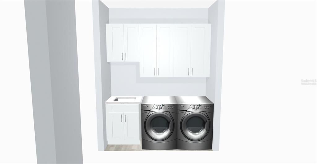 3D image of virtually staged laundry room