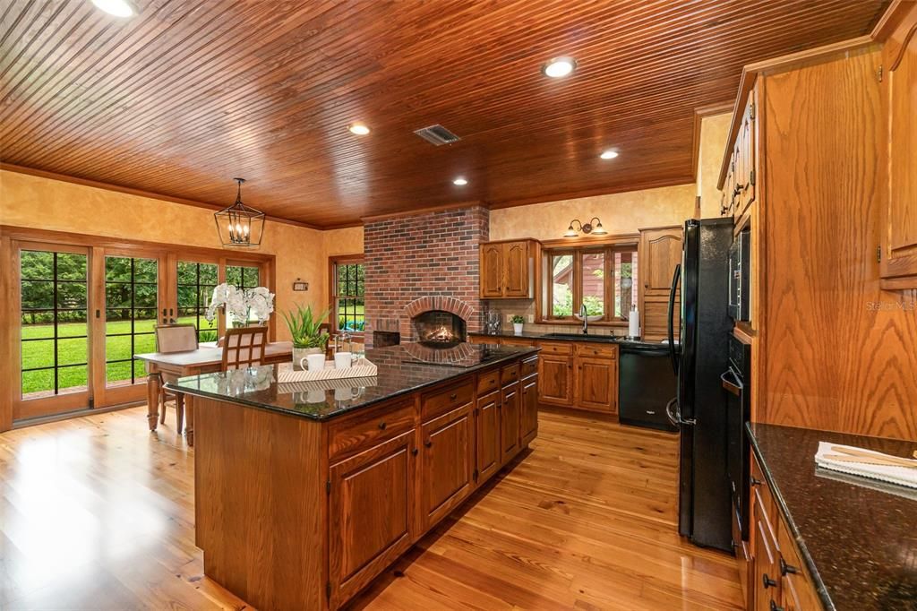 Kitchen with dining area and  French Doors to the left