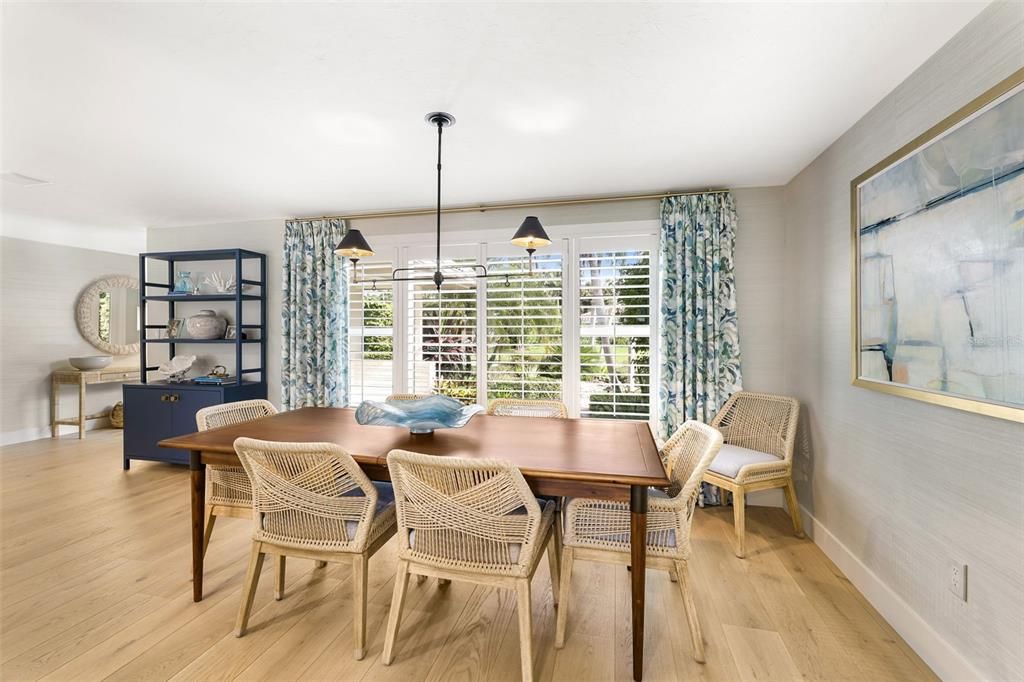 Dining area overlooking landscaped front yard