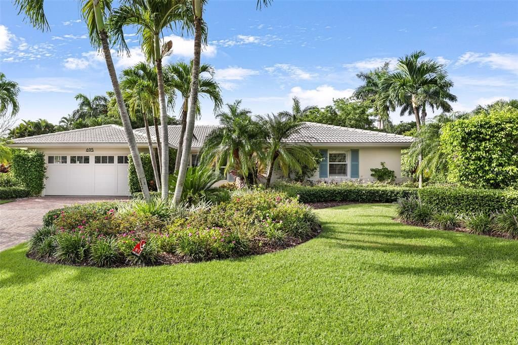 Mature landscaped front yard